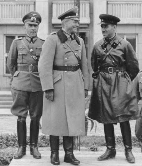 Heinz Guderian with Soviet Generals during a victory parade after the defeat of Poland October 1939.