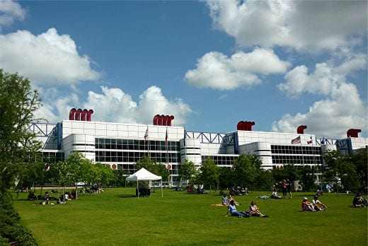 Jones Lawn in Discovery Green Park with the George R. Brown Convention Center as a Backdrop