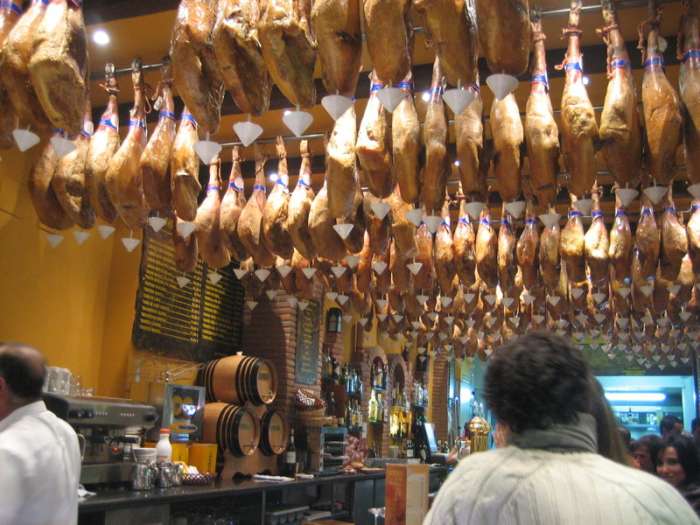 Jamon Iberica is a national treasure, the pigs are fed in holm oak forests for four years and gorge on acorns giving the jamon a wonderful and unique taste and texture...