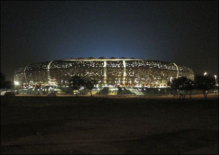 Soccer City in Johannesburg, South Africa. One of the ten stadia either built or renovated for the 2010 FIFA World Cup.