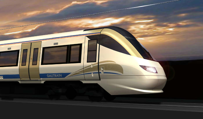 Gautrain - South Africa's new bullet-like train which goes from Sandton City to the Airport(O.R. Tambo Airport)