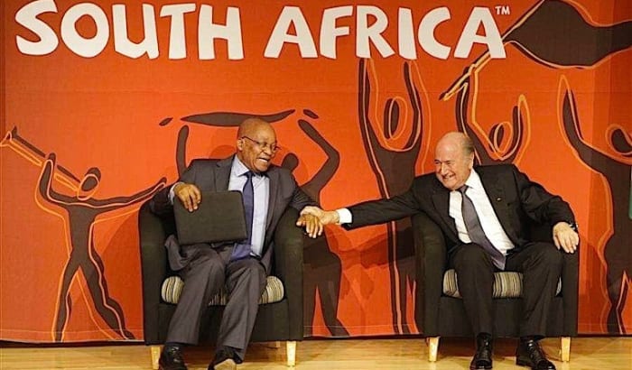 See Main Photo Of FNB At Start Of This Hub.. Before the tournament: The flagship Soccer City in Soweto, aka First National Bank Stadium. South Africa’s monopoly capitalist construction firms and their Black Economic Empowerment allies inflated prices