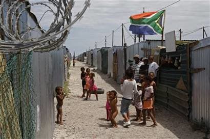 Children play in Blikkiesdorp, situated on the outskirts of Cape Town, south Africa. These people were targeted as the government tries to clean-up its image