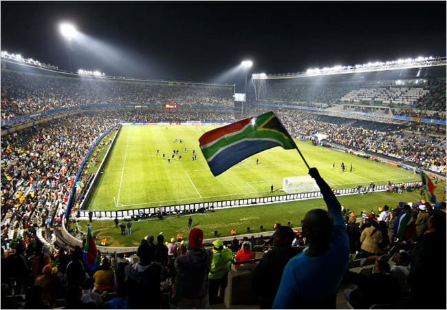 Fans packed the stadium in Bloemfontein when host South Africa played Spain in the Confederation Cup