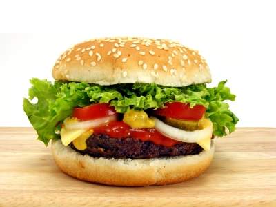 Bread (Carbohydrate), Beef Burger (Protein), Cheese (Lipids) complete with salad (water, vitamins, minerals and fibre). You are what you eat.