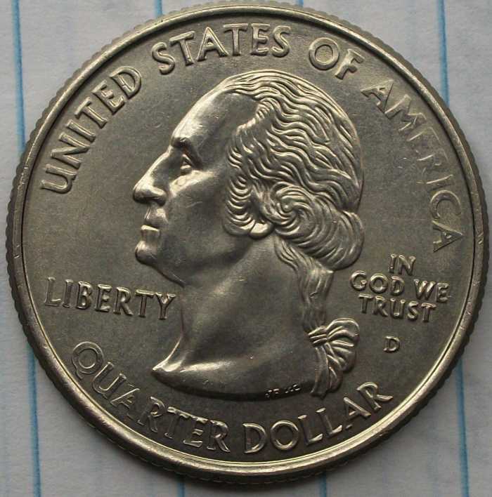 Obverse of a 2006D Nebraska Statehood Quarter Polished Die to point where part of the image appears lightly struck.
