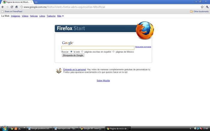 Google Mexico (Firefox version) in Spanish