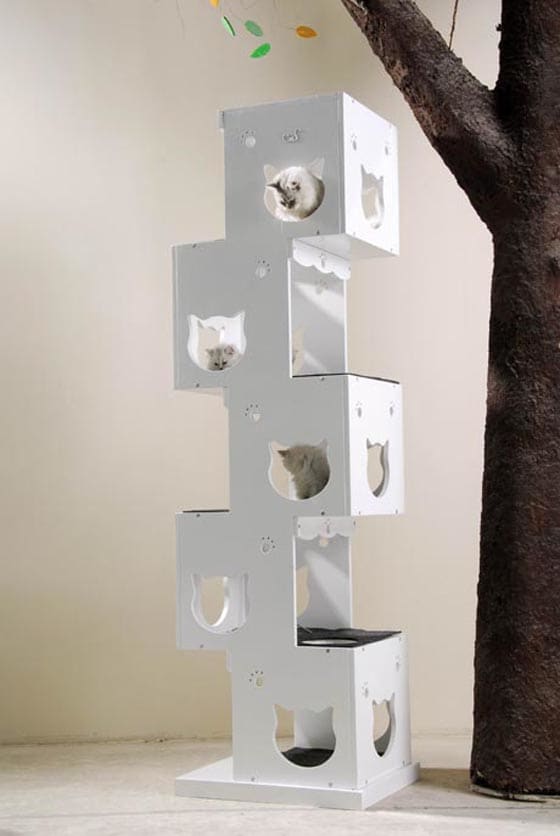 This cat tree has a modern abstract design and is simple and comfortable. You can get this from catsweet.com