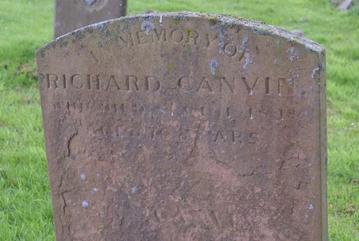 Close up of gravestone, believe it to read that he died sometime in the 1800s and that he was 70 years of age at the time of his death.