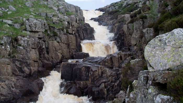 Cauldron Snout,(imagine a witches' cauldron as the contents are poured after casting a spell), just below where the Tees passes...