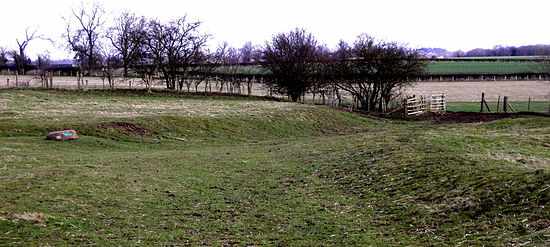 Ground-level view of the site investigated by Time Team. The Hollow Way, seen here led to Thornton Hall, now an English Heritage site