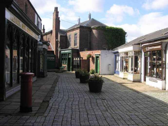 The 19th Century town street in Preston Hall Museum, You can enter the shops and buildings including a warehouse
