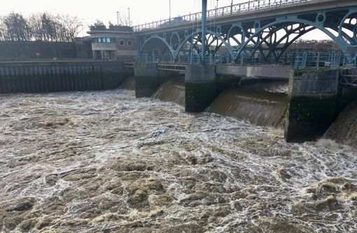 The Tees Barrier after storm 'Clara' hit the region on 9th-10th February, 2020 - see also Yarm pictures below