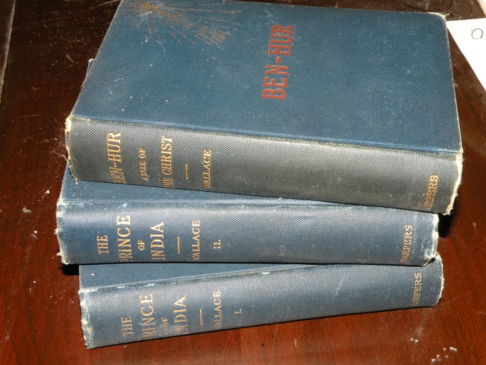 1st edition "Ben-Hur" published 1880 by Harper & Brothers. 1st edition "The Prince of India" vols I & II published 1893 by Harper & Brothers.
