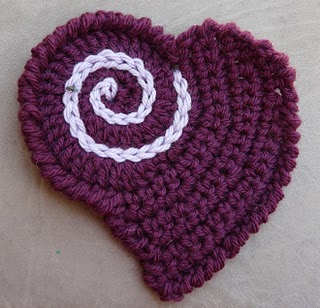 Crab Stitch Edged Heart by Julie - This heart is part of free pattern from Caron called TEEN THROW taken from Twisted Strands Blog