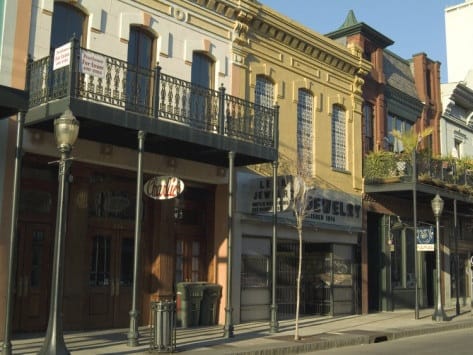This is Dauphin Street's Entertainment area, which features bars, restaurants, and some shopping.