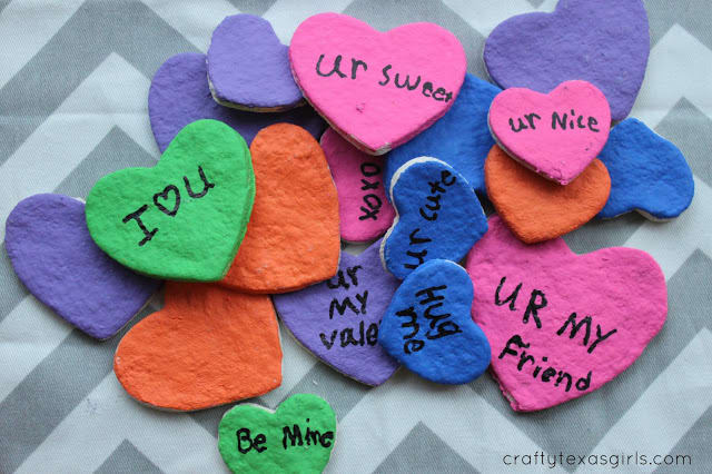 Salt Dough is always fun to work with. Learn how to make these sweet little Valentine's Day hearts at craftytexasgirls.com