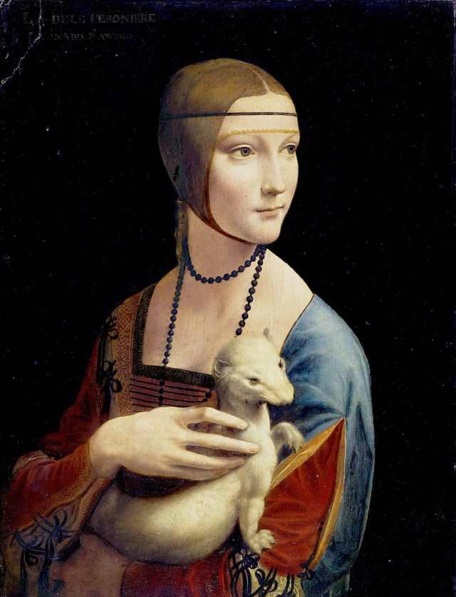 L. da Vinci, Portrait of Cecilia Gallerani (The Lady with an Ermine) (1488-1490), Cracow Czartoryski Museum