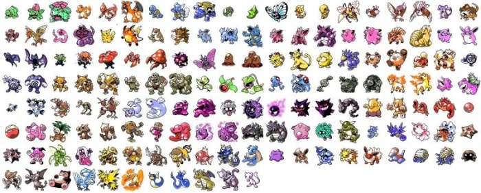 The original lineup of potential friends. All 151 of them. And in the end, about half of them eventually became useful for players to actually use. Others were considered useless once a player gained experience.