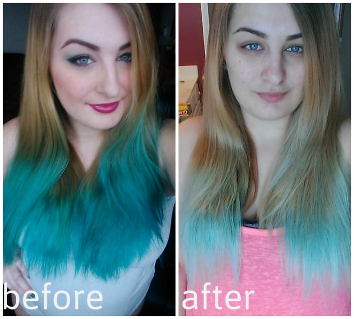 Using the process below I was able to lighten my hair up considerably to help prep my hair for the next color!