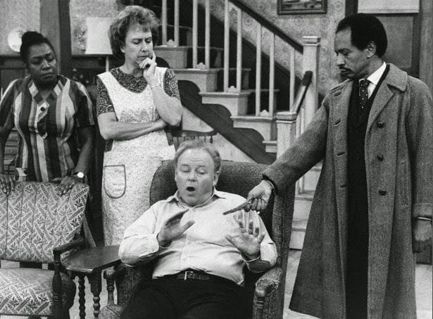 The Jeffersons first appeared as next door neighbors to the Bunkers on All in the Family, to the chagrin of Archie, and the delight of Edith, Gloria and Michael!