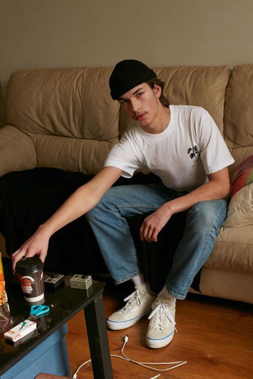 Skate style can be simple, or pretty complex. While layering is cool and all, keeping it simple with a tee and some pants with a beanie also works