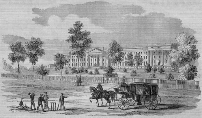 Lunatic Asylum, Columbus, Ohio, 1857, a wood drawing by Nathan Kelley