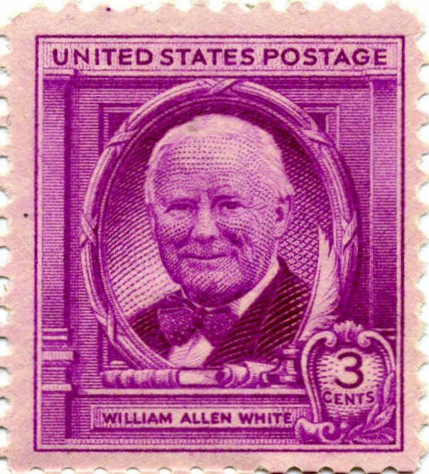 William Allen White, newspaper publisher of Emporia, Kansas, commemorated in US postage stamp of 1948.