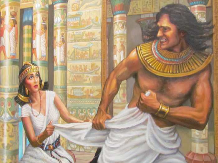 One of the numerous beautiful oil paintings that were displayed within the exhibit. This painting features the account in the Bible of Joseph's resist of Potiphar's wife at (Genesis 39: 7-20)