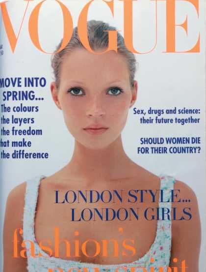 Kate Moss March,1993: Twiggy brought us the "twig" look which Kate made popular again. (Not a huge fan of this look myself)