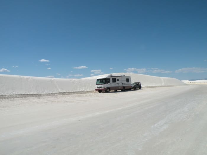 The 8-mile scenic drive and parking areas in the White Sands National Monument were RV friendly.