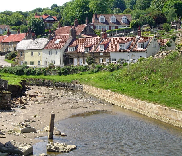 Cottages at Sandsend, one of which was where James Cook lived when apprenticed to John Walker, ship owner of Whitby