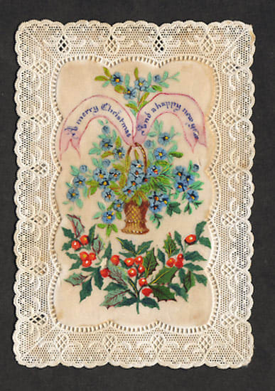This Victorian Christmas Card from 1870 is in the public domain in the United States because the copyright has expired.