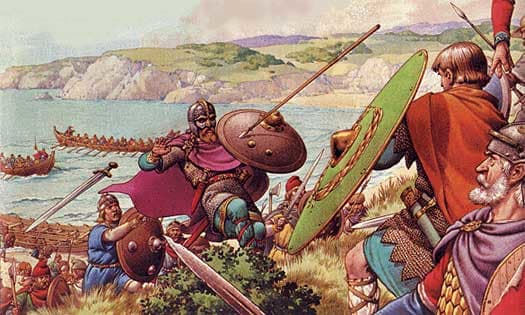 Aelle of the South Saxons directing his men against the invading West Saxons under...