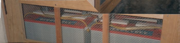 The battery storage compartment is vented to permit air circulation and to prevent build-up of fumes and heat.