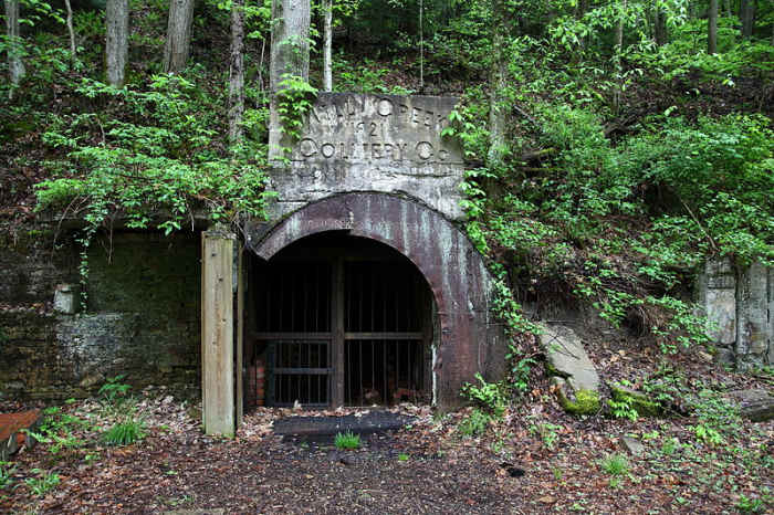 Abandoned coal mine within Hawk's Nest State Park