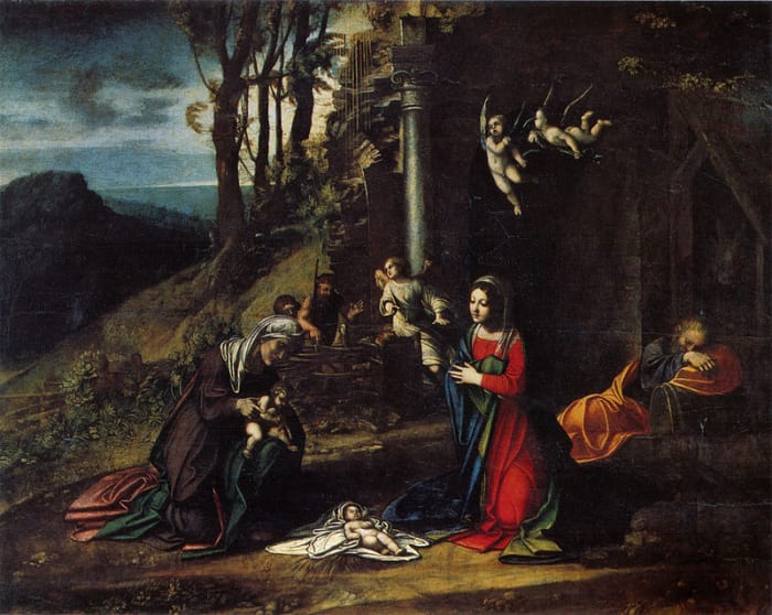 Correggio, Nativity with the Saints Elisabetta and John (1512), Milano Pinacoteca di Brera