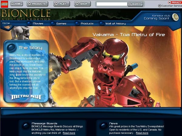 Bionicle.com oozed with lore and other additional content from the expansive universe of the line's original run, but is now barren and devoid of all character that made the original so great.