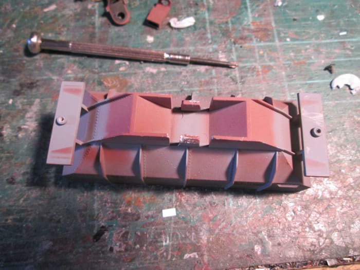 This is the hopper body with the end platforms, underside mouldings ready to be cut and residue scraped away (keep it tidy!)