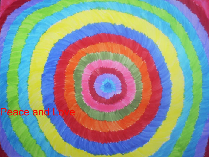 I drew this picture, which illustrates the feelings of peace and love that were prevalent in the 60's.