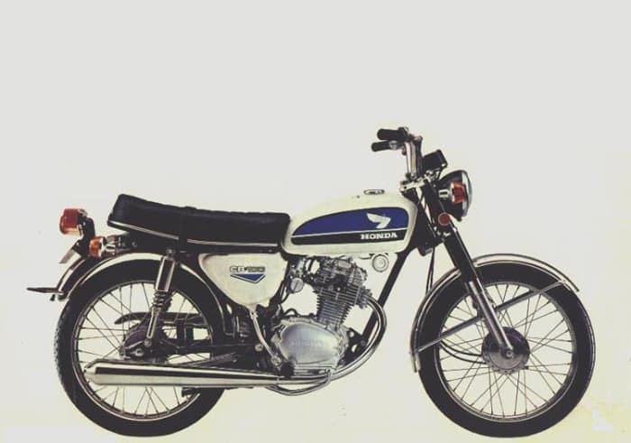 This is the memorable CB100 from 1972, but the same engine still powers hundreds of thousands of motorcycles across Asia today.