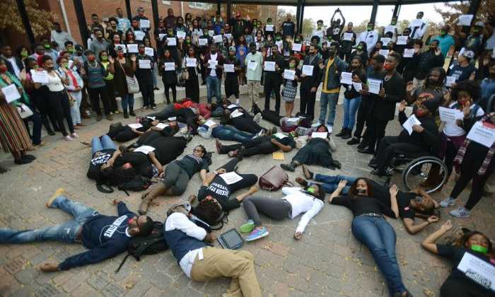 Students at Jackson State University protesting the non-indictment of Michael Brown’s killer. Photograph: Joe Ellis/AP