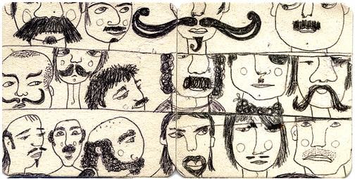 You don't need anything fancy to draw - these sketches were made using just a biro! Also note that the pages are split up into sections - which is a quick way to make drawing a bit less intimidating.