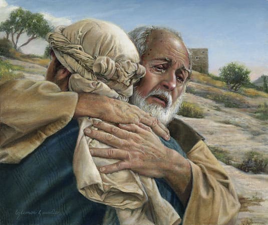 Bring forth the best robe and put it on him; and put a ring on his hand and shoes on his feet and bring hither the fatted calf and kill it and let us eat and be merry...