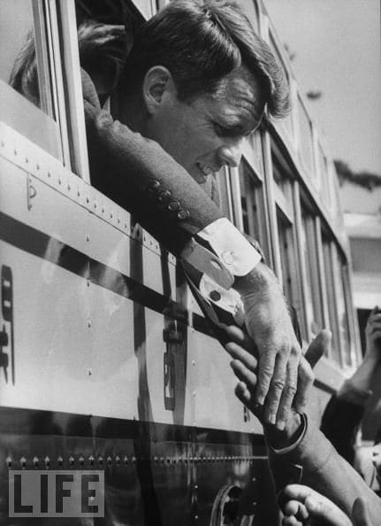Robert Kennedy, brother of JFK, in the midst of the campaign trail styleforum.net double cuff links shown