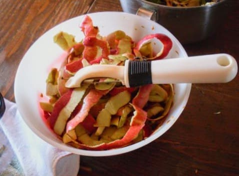 If making apple cider vinegar (more about that another time), save peels. Bag and refrigerate or freeze if you will not be using them right away.