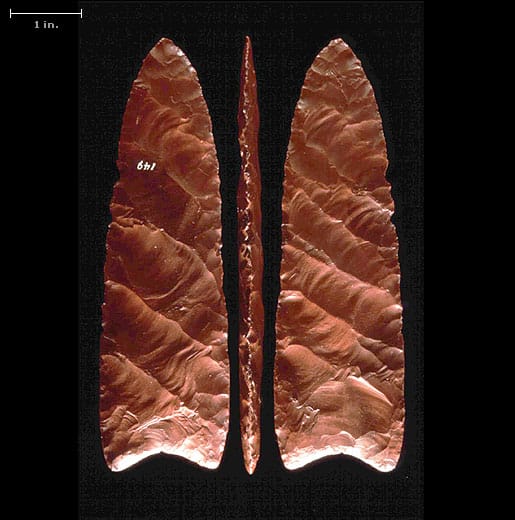 Clovis Points: These Points were strapped to the end of a long stick and used to spear large game animals.