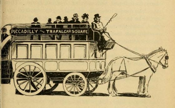 Horse Drawn Buses - A tourist getting Around London in 1901 might have gotten on one of these horse drawn buses which offered a better view than the subway system. Motorized transport was not yet common.