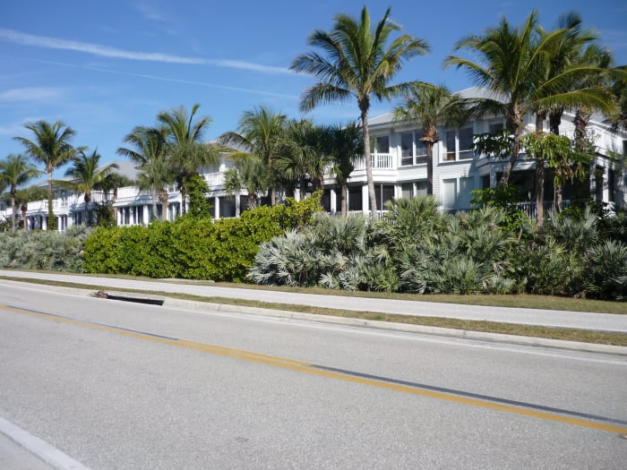 Vacation condos now line the road both north and south of the village. A symptom of the times -- lots of units for sale, signs marked "price reduced."