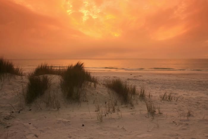 After dinner, a beautiful sunset and time to go home. Lucky we're only thirty minutes from our house. Good night.